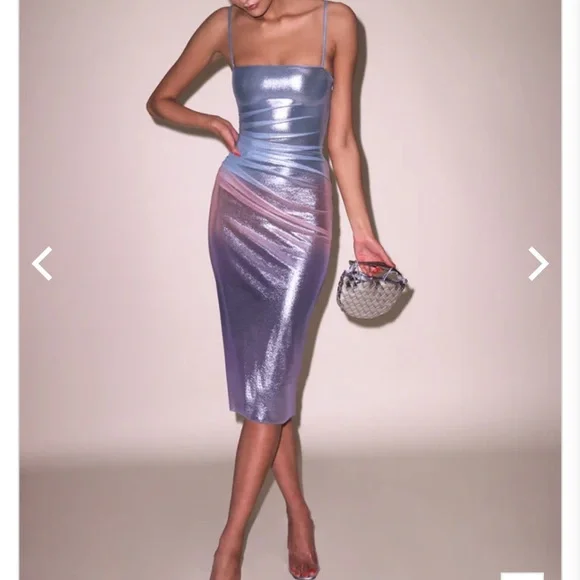 Fleur Du Mal Iridescent Bodycon Midi Dress - Picture 2 of 7